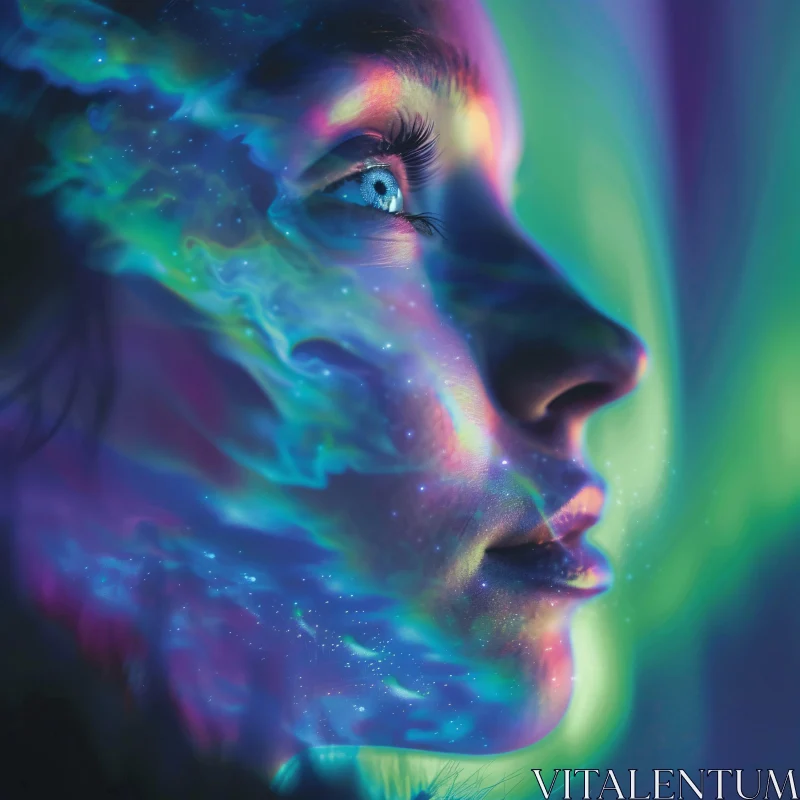 AI ART Dreamlike Fusion of Human and Nebula