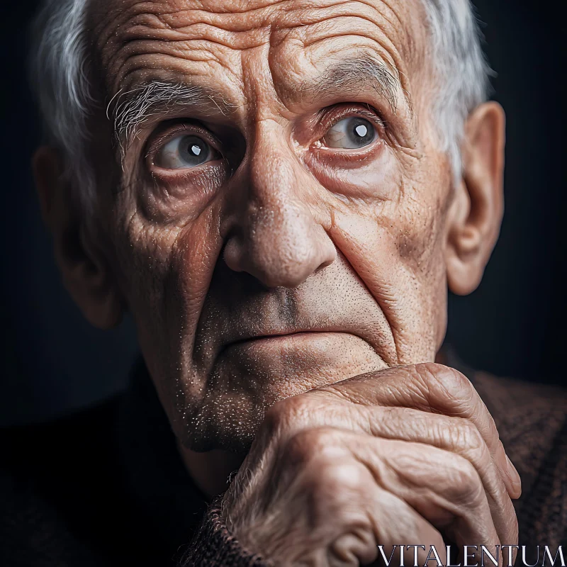 Thoughtful Elderly Man AI Image