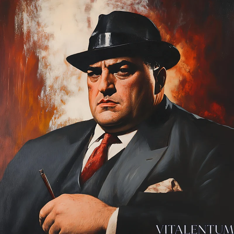 AI ART Vintage Man Portrait Holding Cigar