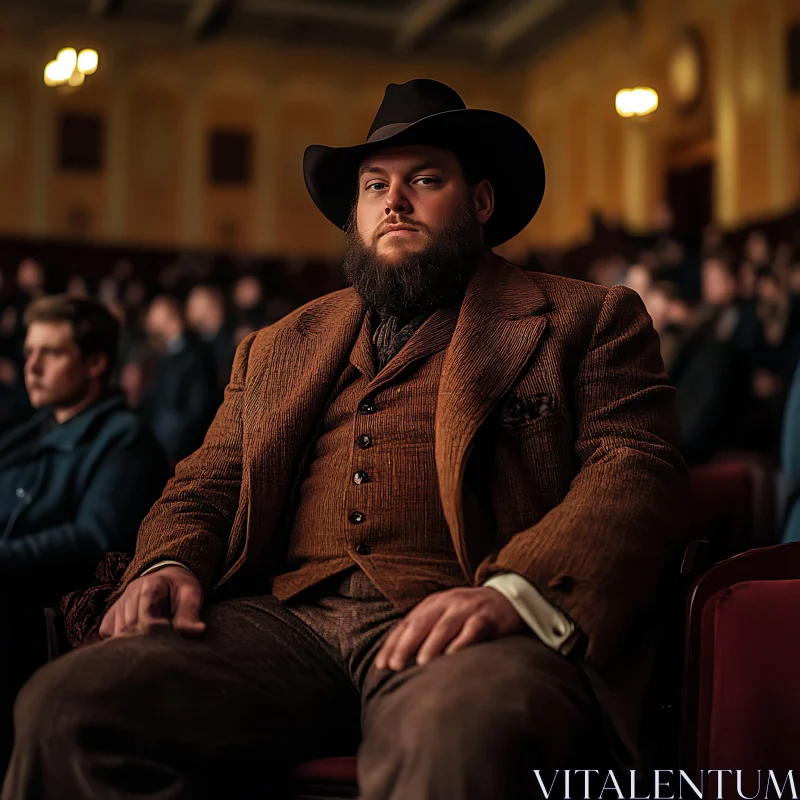 Man in Black Hat at Theater AI Image