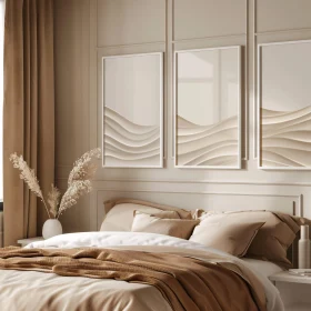 Sophisticated Bedroom Design with Wave Art