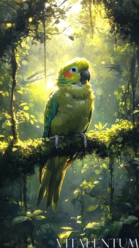 AI ART Vivid Parrot Amidst Tropical Foliage