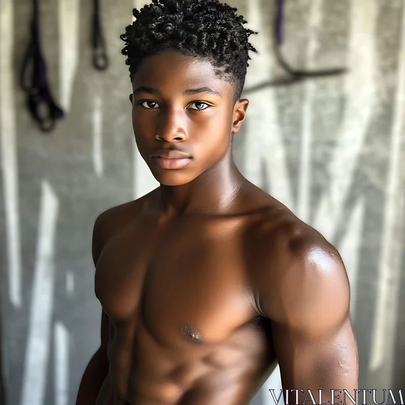 Confident and Muscular Youth Portrait AI Image