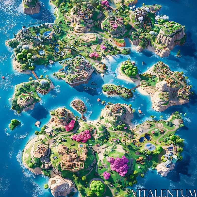 Whimsical Fantasy Island Map AI Image