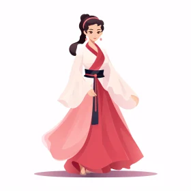 Illustration of Traditional Anime Woman