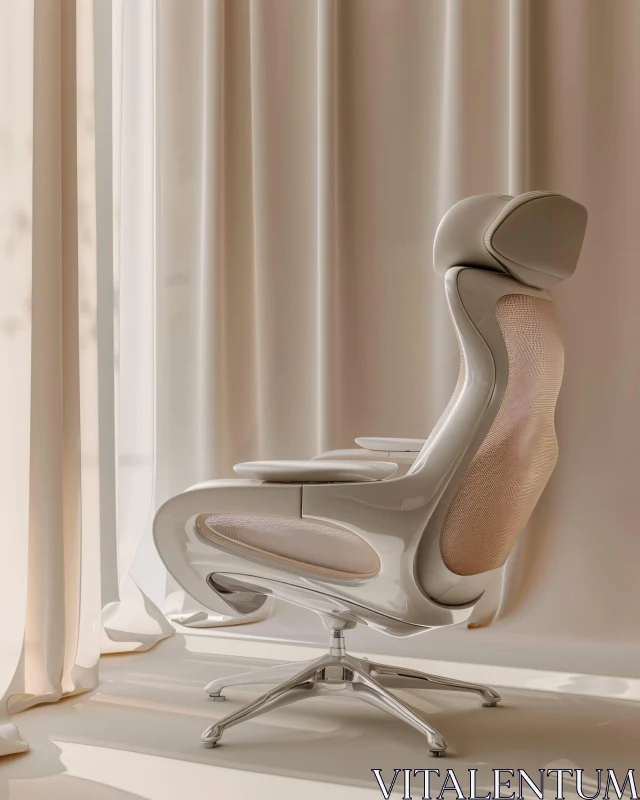 Luxury Ergonomic Chair by Sunlit Window AI Image