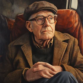 Pensive Elderly Man Wearing Glasses