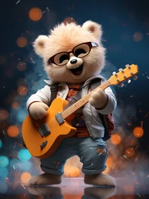 Furry Musician Bear with Electric Guitar