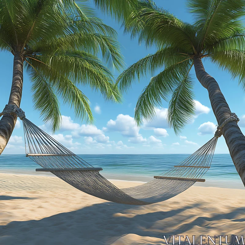 Serene Hammock on Tranquil Beach AI Image