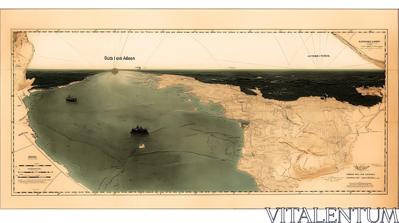 Historical Coastal Voyage Map AI Image