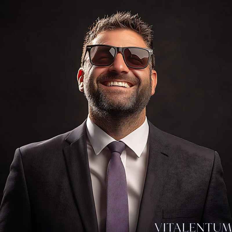 Smiling Man in Professional Attire with Sunglasses AI Image