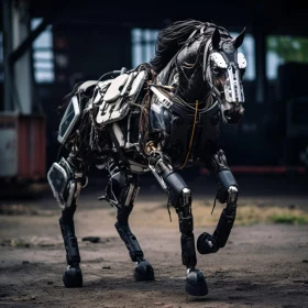 Cybernetic Horse in Industrial Setting