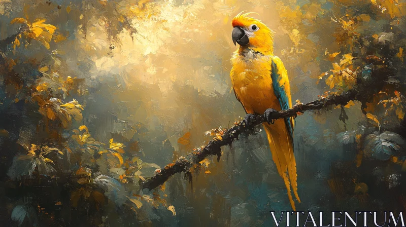 AI ART Colorful Parrot Amongst Forest Foliage