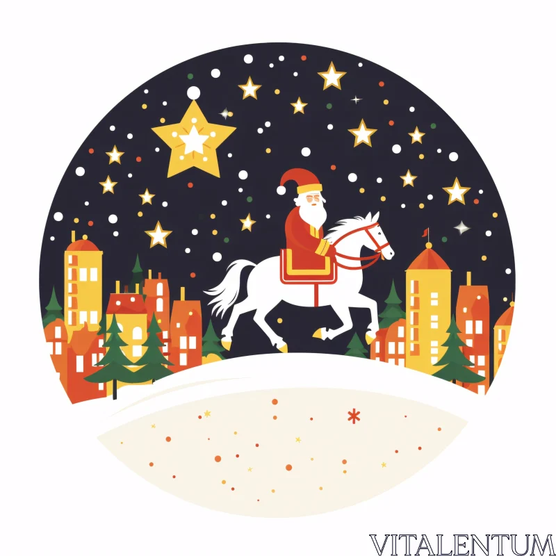 AI ART Santa Claus Rides Amidst Christmas Stars