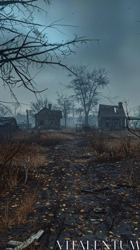 Desolate Village at Dusk AI Image