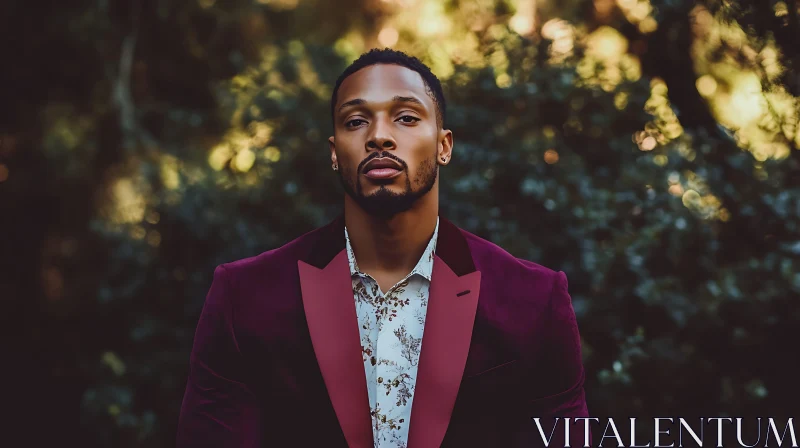 Confident Man in Velvet Blazer AI Image