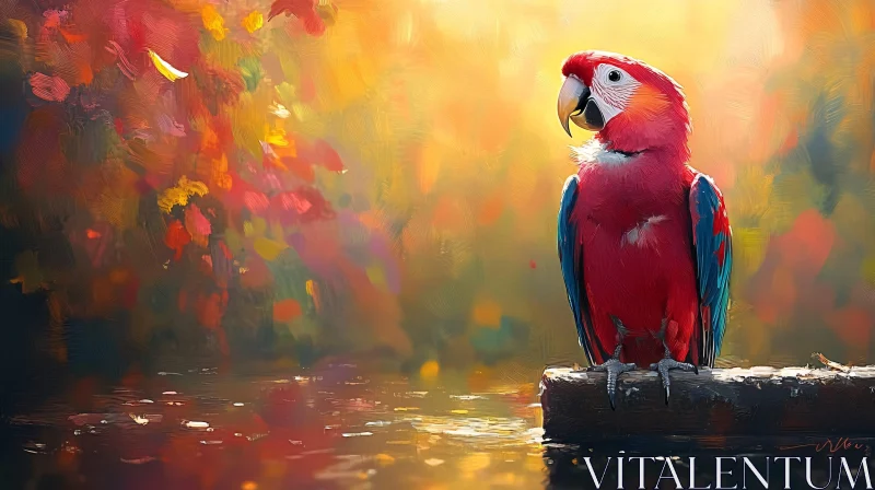 AI ART Colorful Parrot in a Lush Setting