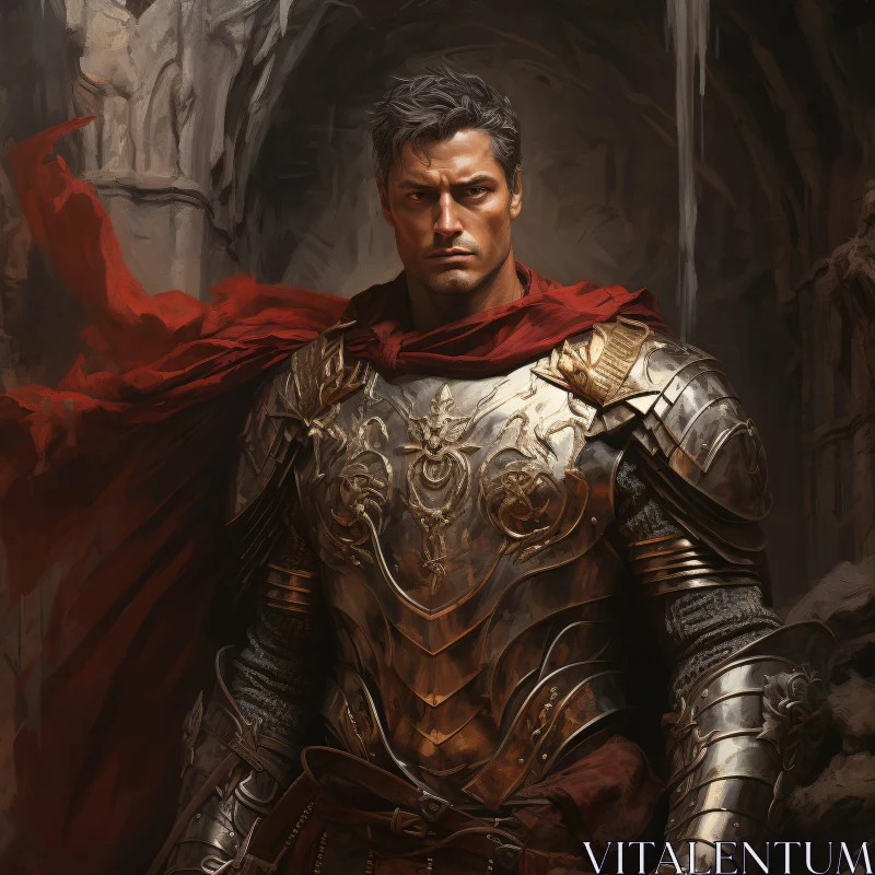 AI ART Crimson-Caped Medieval Knight