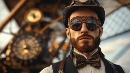 Steampunk Enthusiast with Goggles and Hat