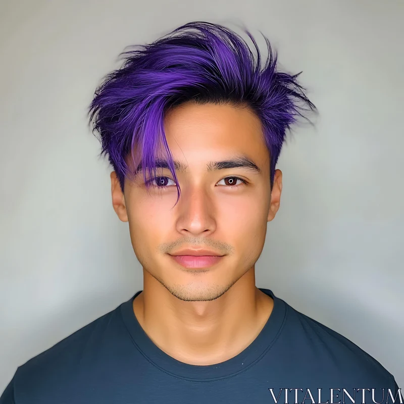 Trendy Purple Hair for Men AI Image