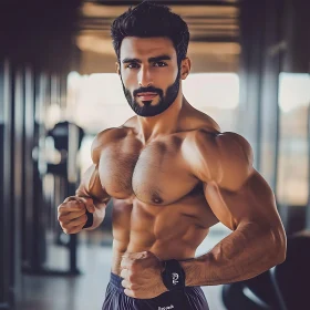 Bodybuilder Showcasing Physique in Gym