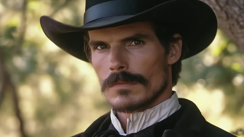 Man in Western Attire with Intense Gaze