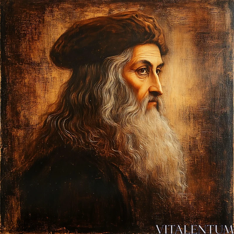 Profile View of an Elderly Man in Renaissance Attire AI Image