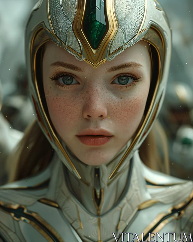 Futuristic Female Warrior in Detailed Armor AI Image