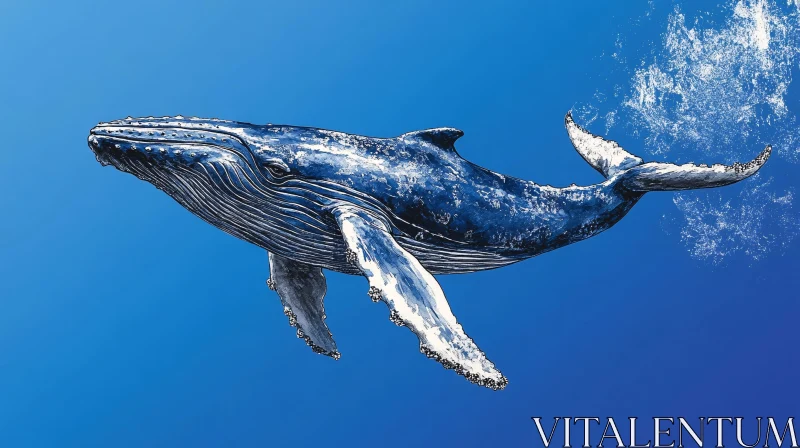 Artistic Blue Whale in Ocean Waters AI Image