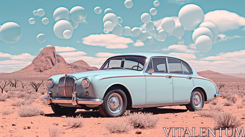 AI ART Dreamlike Vintage Car Amidst Balloons