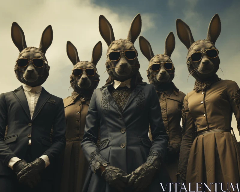 AI ART Fashionable Rabbits in a Surreal Setting