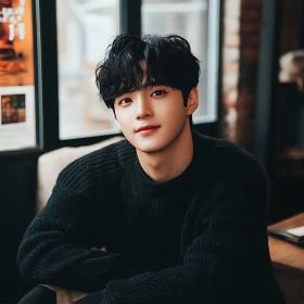 Young Man Smiling Indoors