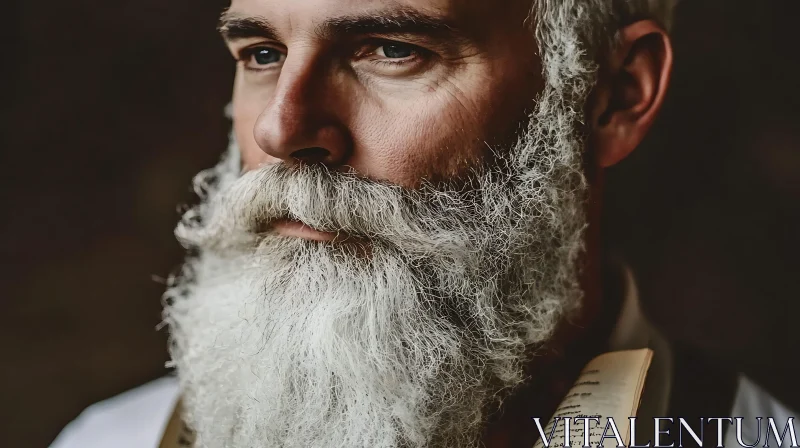 Contemplative Man with Beard and Book AI Image