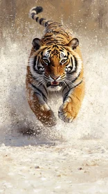 Tiger in Action – Snow Scene