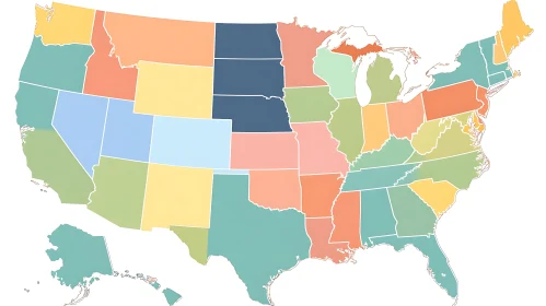 Colorful USA States Map
