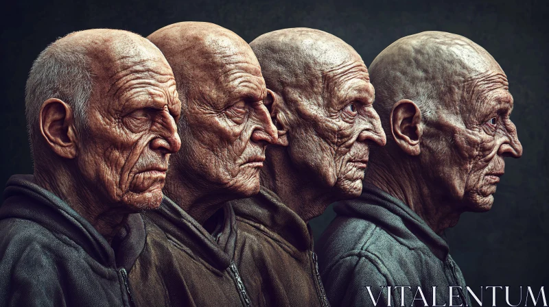 Aged Faces in Profile View
