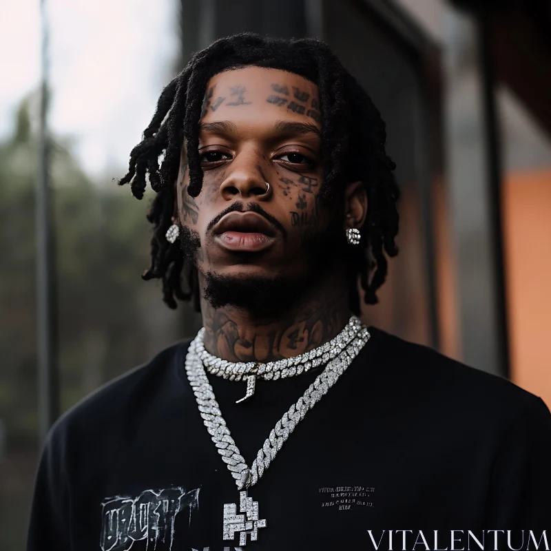 Fashionable Man with Tattoos and Jewelry