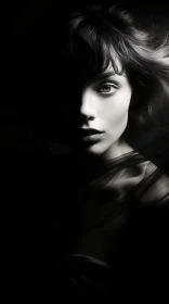 Enigmatic Woman's Portrait in Black and White