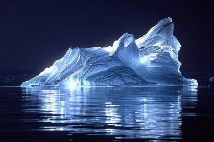 Ethereal Iceberg Under Night Sky