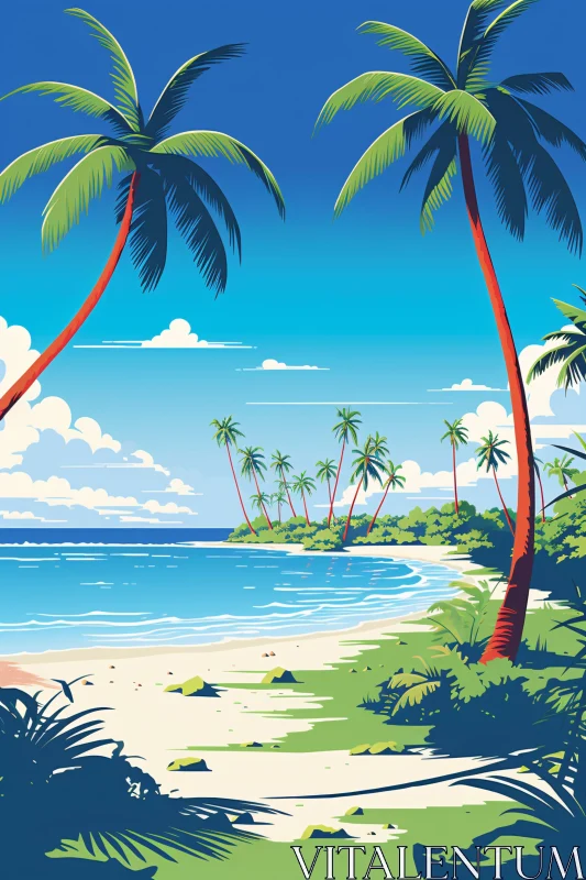 Tropical Paradise Beach Illustration