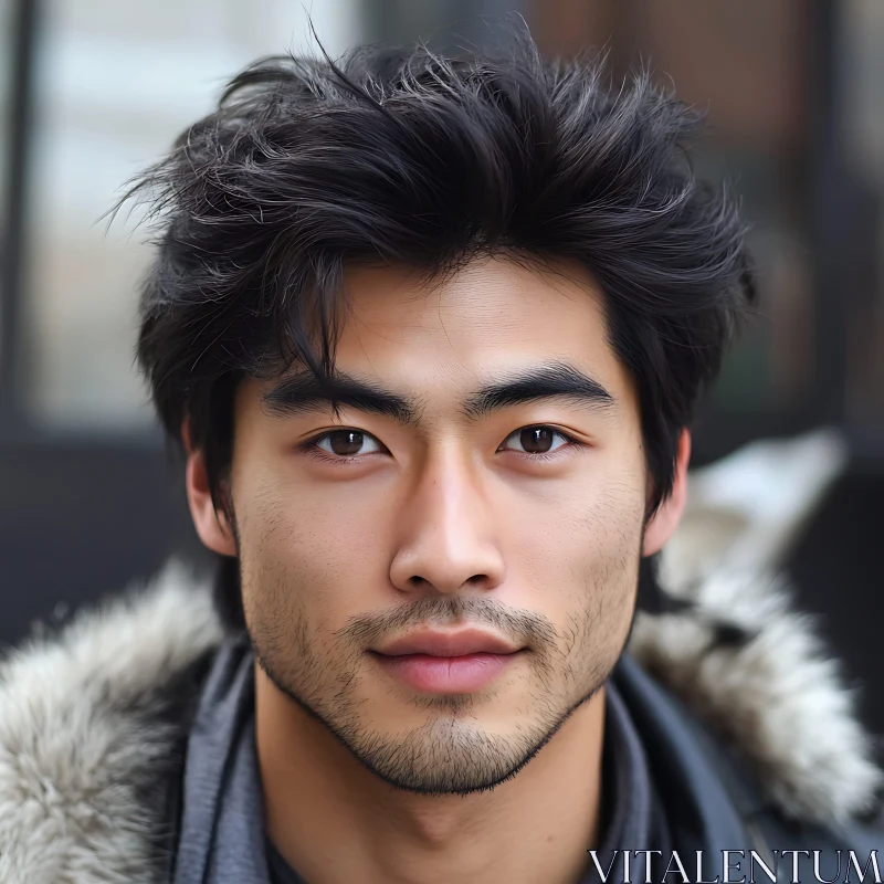 AI ART Close-Up Portrait of a Man with Intense Gaze