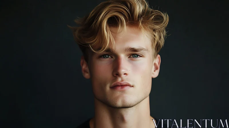 Serious Expression, Blonde Male Portrait