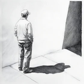 Minimalistic Monochrome Sketch of a Person