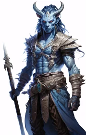 Powerful Blue Demon with Spear