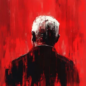 Elderly Man in Abstract Art