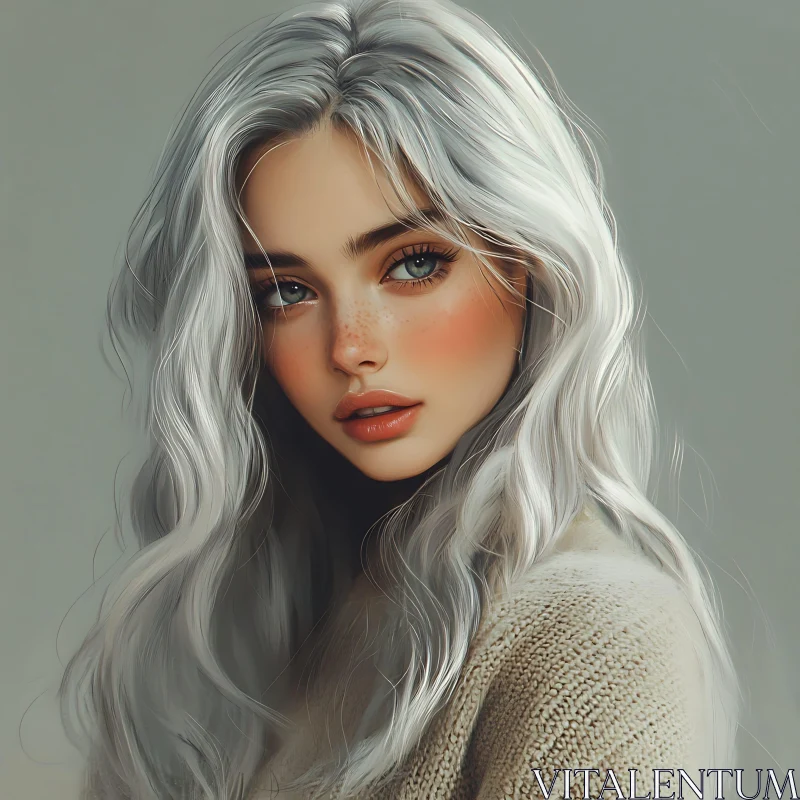Realistic Woman Portrait with Expressive Features Realistic Woman Portrait with Expressive Features