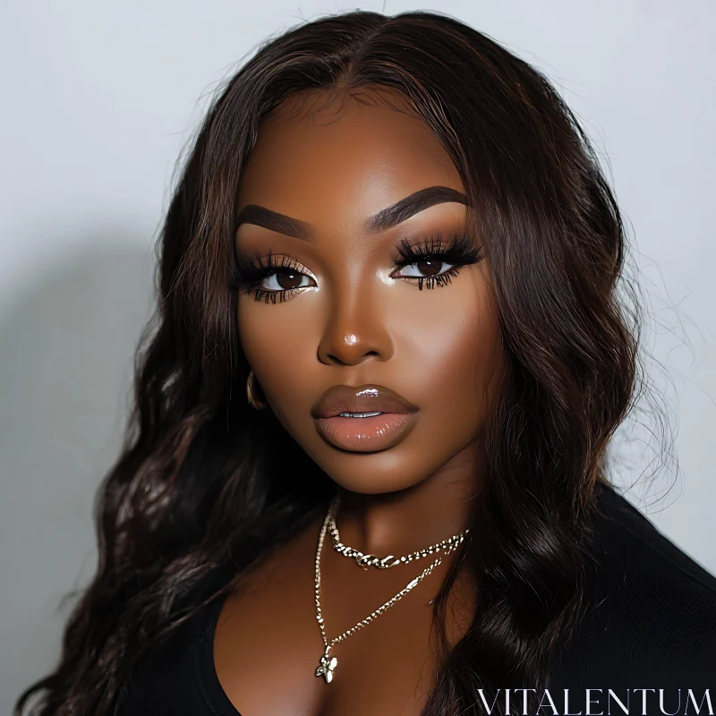 Beautiful Woman with Perfect Makeup and Gold Jewelry Beautiful Woman with Perfect Makeup and Gold Jewelry