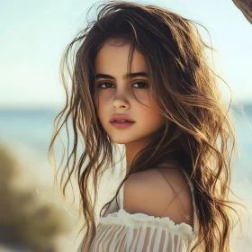 Serene Beach Portrait of a Young Woman