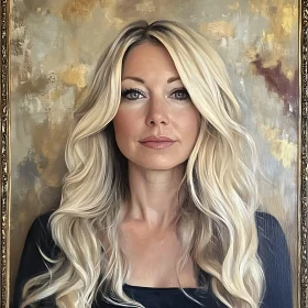 Blonde Woman Portrait in Artistic Frame