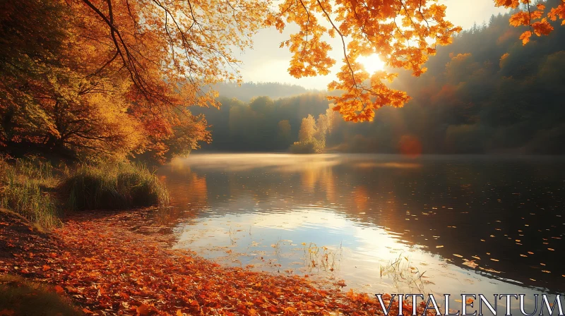 Golden Autumn Reflections on a Tranquil Lake Golden Autumn Reflections on a Tranquil Lake